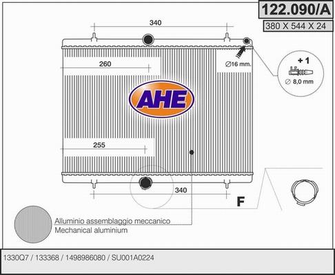 AHE 122.090/A - Радіатор, охолодження двигуна autozip.com.ua