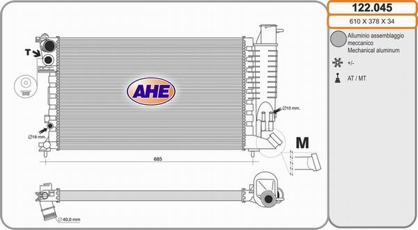 AHE 122.045 - Радіатор, охолодження двигуна autozip.com.ua