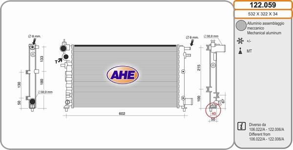 AHE 122.059 - Радіатор, охолодження двигуна autozip.com.ua
