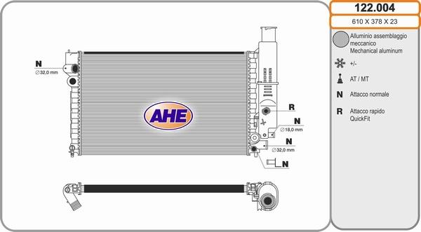 AHE 122.004 - Радіатор, охолодження двигуна autozip.com.ua