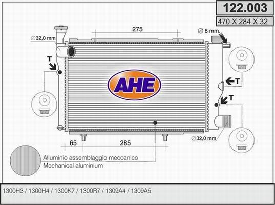 AHE 122.003 - Радіатор, охолодження двигуна autozip.com.ua