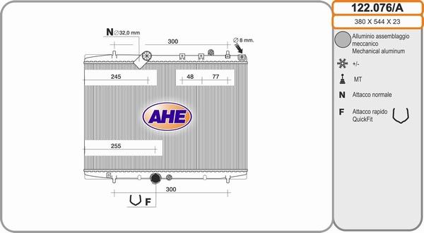AHE 122.076/A - Радіатор, охолодження двигуна autozip.com.ua