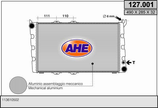 AHE 127.001 - Радіатор, охолодження двигуна autozip.com.ua