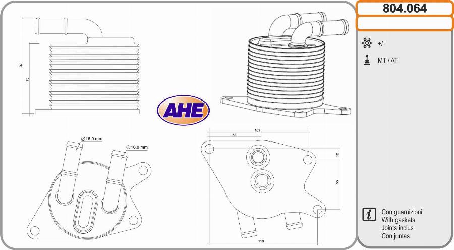 AHE 804.064 - Масляний радіатор, моторна олія autozip.com.ua
