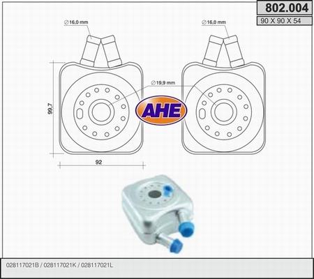 AHE 802.004 - Масляний радіатор, рухове масло autozip.com.ua