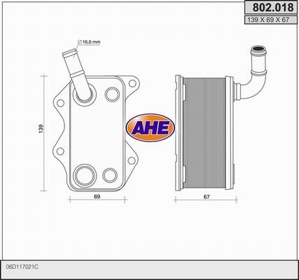 AHE 802.018 - Масляний радіатор, рухове масло autozip.com.ua