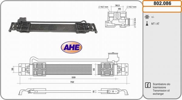 AHE 802.086 - Масляний радіатор, рухове масло autozip.com.ua