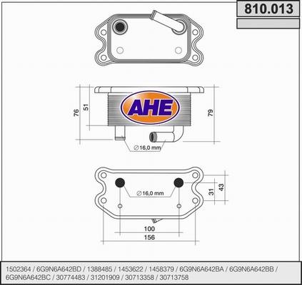 AHE 810.013 - Масляний радіатор, рухове масло autozip.com.ua