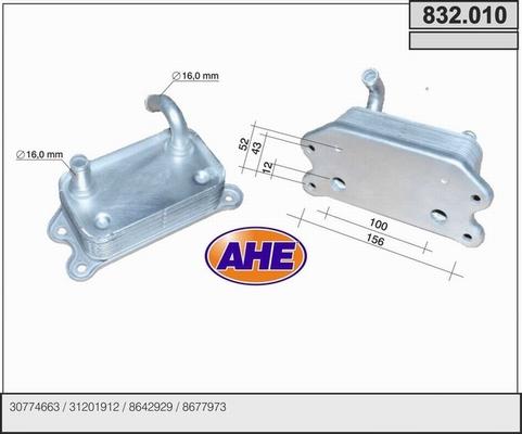 AHE 832.010 - Масляний радіатор, рухове масло autozip.com.ua