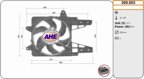 AHE 309.003 - Вентилятор, охолодження двигуна autozip.com.ua