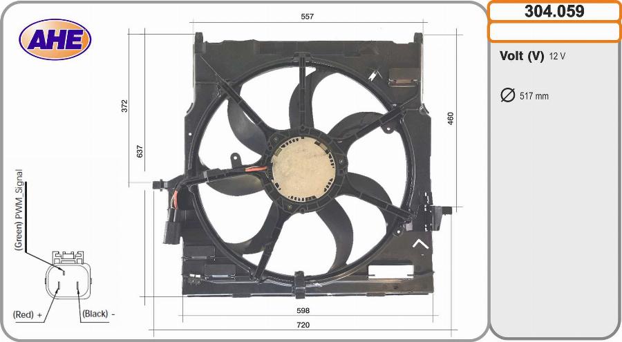 AHE 304.059 - Вентилятор, охолодження двигуна autozip.com.ua