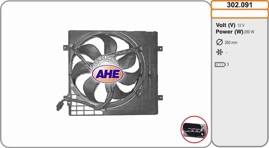 AHE 302.091 - Вентилятор, охолодження двигуна autozip.com.ua