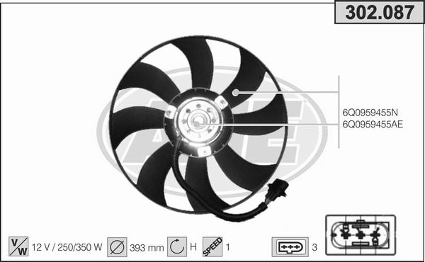 AHE 302.087 - Вентилятор, охолодження двигуна autozip.com.ua