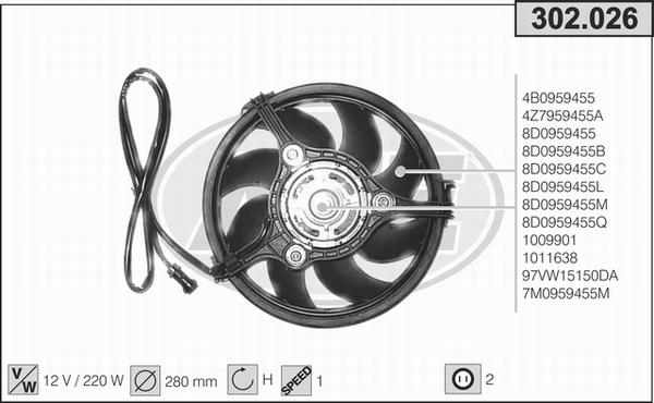 AHE 302.026 - Вентилятор, охолодження двигуна autozip.com.ua