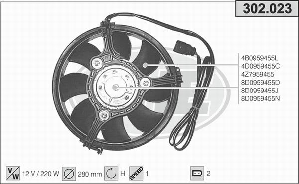 AHE 302.023 - Вентилятор, охолодження двигуна autozip.com.ua