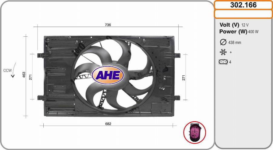 AHE 302.166 - Вентилятор, охолодження двигуна autozip.com.ua
