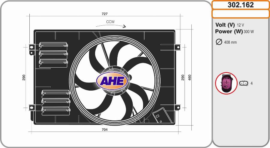 AHE 302.162 - Вентилятор, охолодження двигуна autozip.com.ua