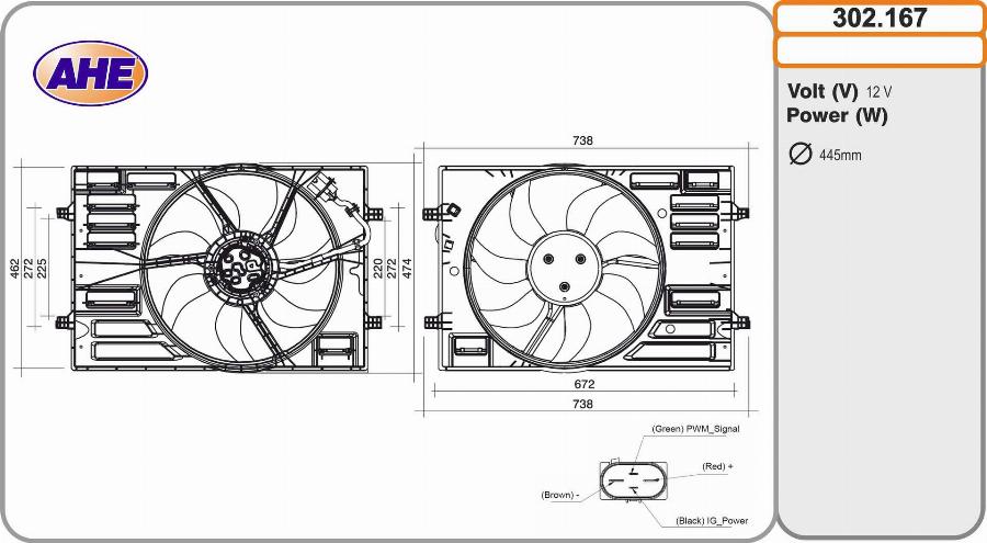AHE 302.167 - Вентилятор, охолодження двигуна autozip.com.ua