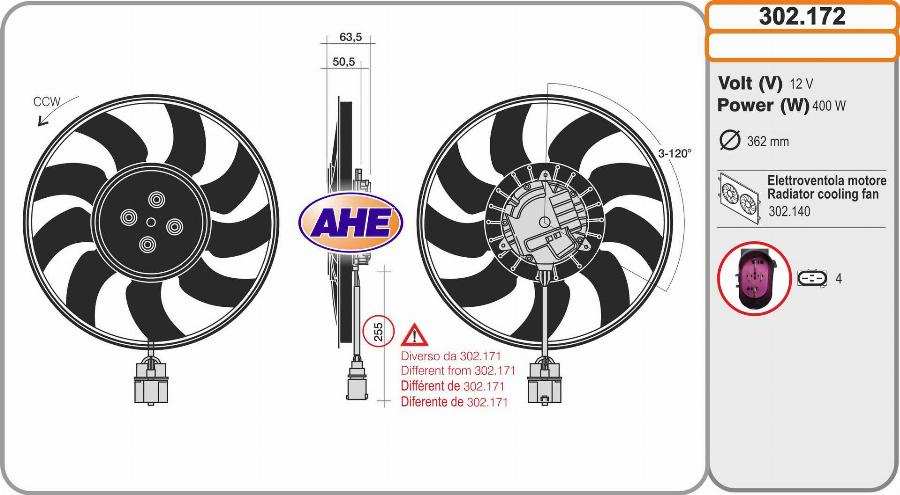 AHE 302.172 - Вентилятор, охолодження двигуна autozip.com.ua