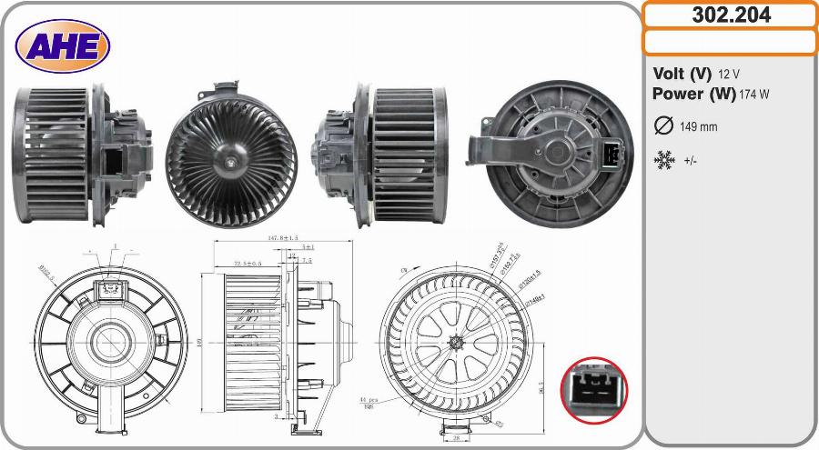 AHE 302.204 - Вентилятор салону autozip.com.ua