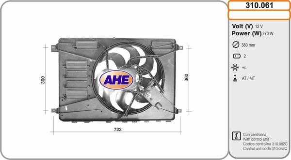 AHE 310.061 - Вентилятор, охолодження двигуна autozip.com.ua