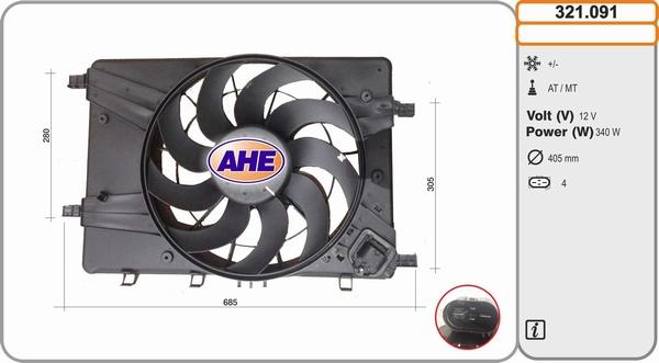 AHE 321.091 - Вентилятор, охолодження двигуна autozip.com.ua