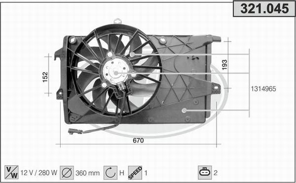AHE 321.045 - Вентилятор, охолодження двигуна autozip.com.ua