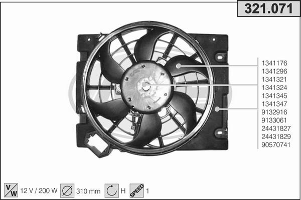 AHE 321.071 - Вентилятор, охолодження двигуна autozip.com.ua
