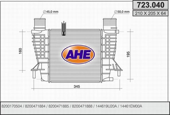 AHE 723.040 - Интеркулер autozip.com.ua