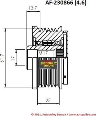 AINDE AF230866 - Ремінний шків, генератор autozip.com.ua