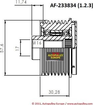 AINDE AF233834 - Ремінний шків, генератор autozip.com.ua