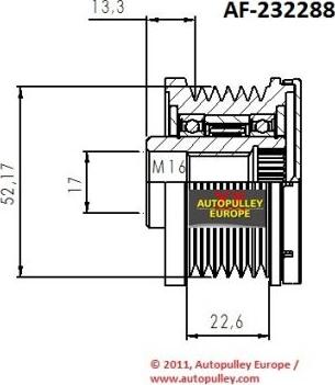 AINDE AF232288 - Ремінний шків, генератор autozip.com.ua