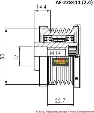 AINDE AF228411 - Ремінний шків, генератор autozip.com.ua
