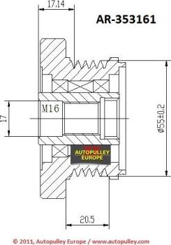 AINDE AR353161 - Ремінний шків, генератор autozip.com.ua