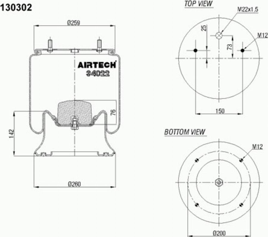 Airtech 34022K - Кожух пневматичної ресори autozip.com.ua