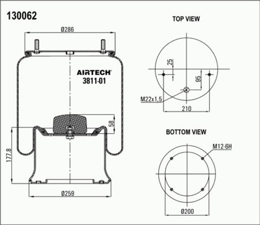 Airtech 3811-01K - Кожух пневматичної ресори autozip.com.ua