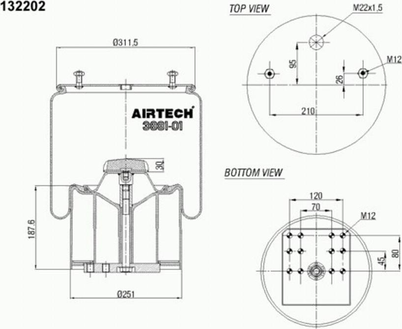 Airtech 3881-01KPP - Кожух пневматичної ресори autozip.com.ua