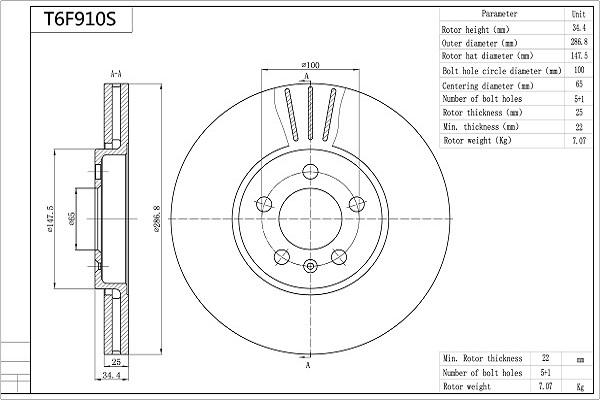 Aisin T6F910S - Гальмівний диск autozip.com.ua