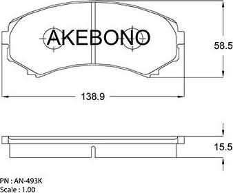 Akebono AN-493K - Гальмівні колодки, дискові гальма autozip.com.ua