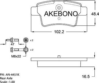 Akebono AN-4451K - Гальмівні колодки, дискові гальма autozip.com.ua