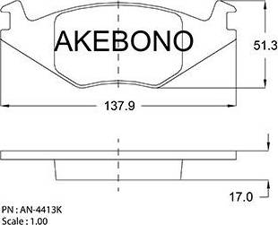 Akebono AN-4413K - Гальмівні колодки, дискові гальма autozip.com.ua