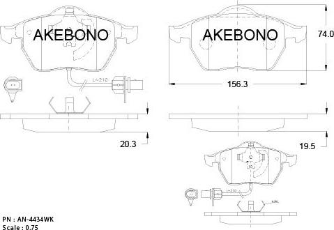 Akebono AN-4434WKE - Гальмівні колодки, дискові гальма autozip.com.ua