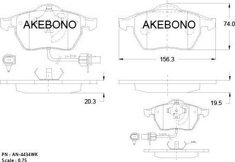 Akebono AN-4434WK - Гальмівні колодки, дискові гальма autozip.com.ua