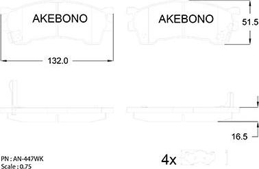 Akebono AN-447WK - Гальмівні колодки, дискові гальма autozip.com.ua