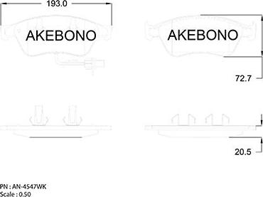 Akebono AN-4547WKE - Гальмівні колодки, дискові гальма autozip.com.ua