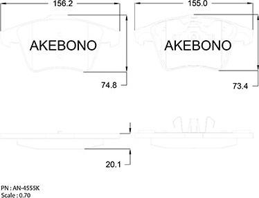 Akebono AN-4555K - Гальмівні колодки, дискові гальма autozip.com.ua