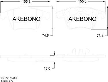 Akebono AN-4556K - Гальмівні колодки, дискові гальма autozip.com.ua