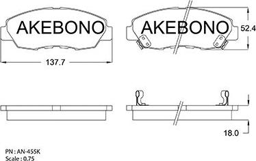 Akebono AN-455WK - Гальмівні колодки, дискові гальма autozip.com.ua