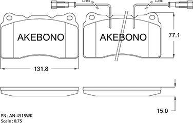 Akebono AN-4515WKE - Гальмівні колодки, дискові гальма autozip.com.ua