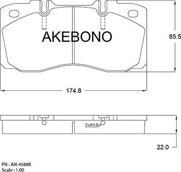 Akebono AN-4588K - Гальмівні колодки, дискові гальма autozip.com.ua